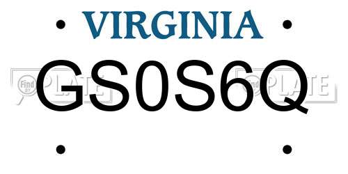 GS0S6Q Virginia License Plate
