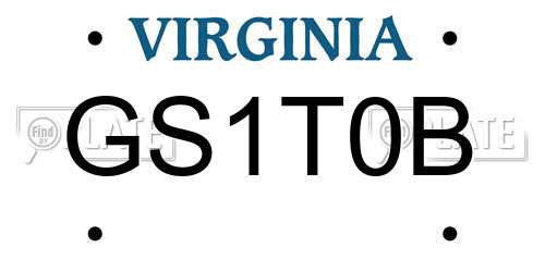GS1T0B Virginia License Plate