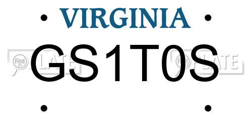 GS1T0S Virginia License Plate