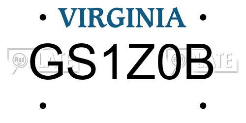 GS1Z0B Virginia License Plate