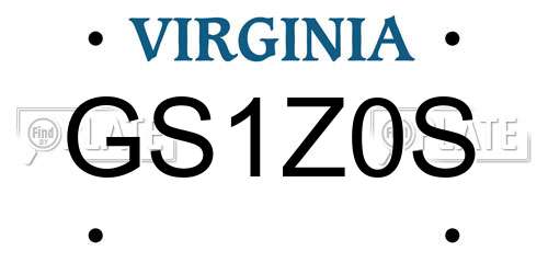 GS1Z0S Virginia License Plate