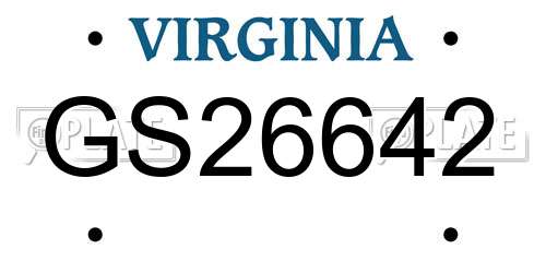 GS26642 Virginia License Plate