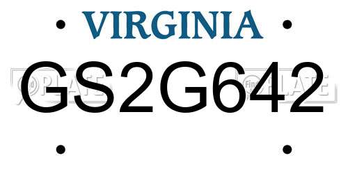 GS2G642 Virginia License Plate