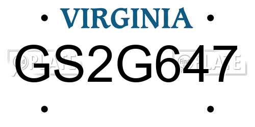 GS2G647 Virginia License Plate