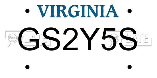 GS2Y5S Virginia License Plate