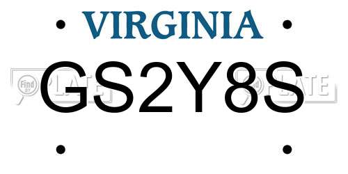 GS2Y8S Virginia License Plate