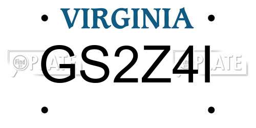 GS2Z4I Virginia License Plate
