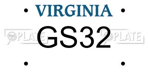 GS32 Virginia License Plate