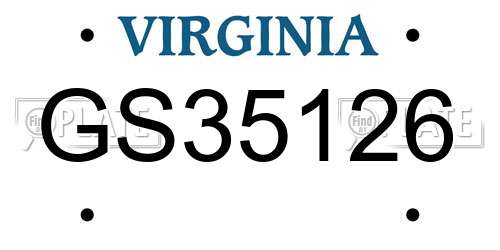 GS35126 Virginia License Plate