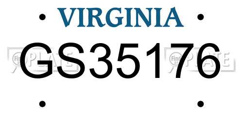 GS35176 Virginia License Plate