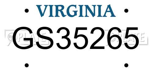 GS35265 Virginia License Plate