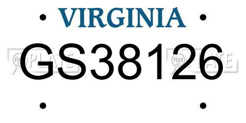 GS38126 Virginia License Plate