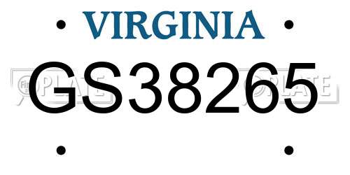 GS38265 Virginia License Plate