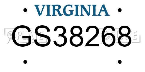 GS38268 Virginia License Plate