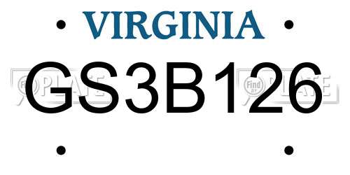 GS3B126 Virginia License Plate