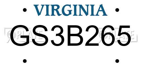 GS3B265 Virginia License Plate