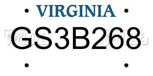 GS3B268 Virginia License Plate