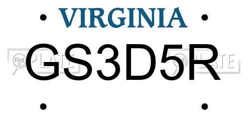 GS3D5R Virginia License Plate