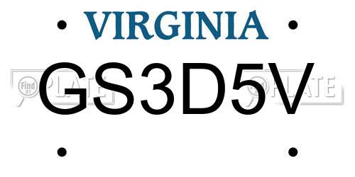 GS3D5V Virginia License Plate