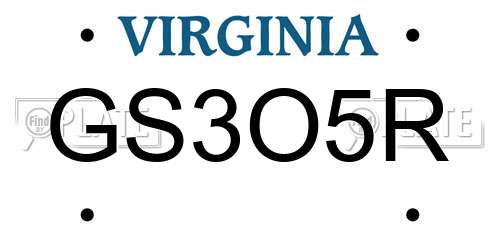 GS3O5R Virginia License Plate