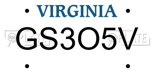 GS3O5V Virginia License Plate