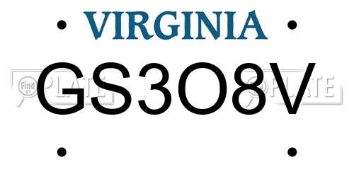 GS3O8V Virginia License Plate