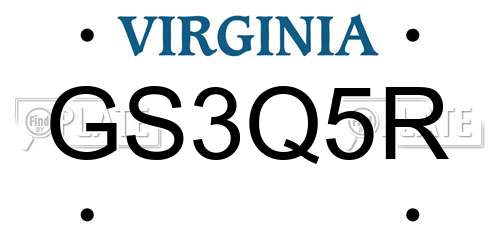 GS3Q5R Virginia License Plate
