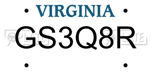 GS3Q8R Virginia License Plate