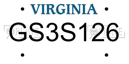 GS3S126 Virginia License Plate