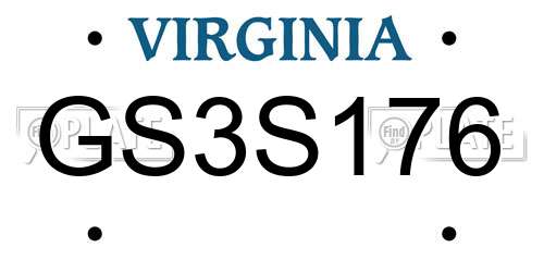 GS3S176 Virginia License Plate