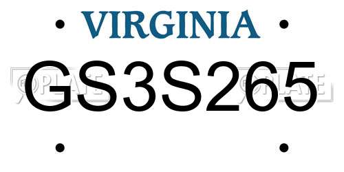 GS3S265 Virginia License Plate