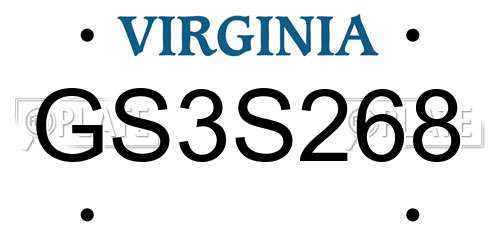 GS3S268 Virginia License Plate