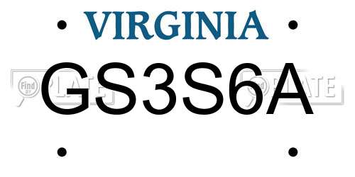 GS3S6A Virginia License Plate