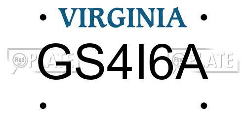 GS4I6A Virginia License Plate