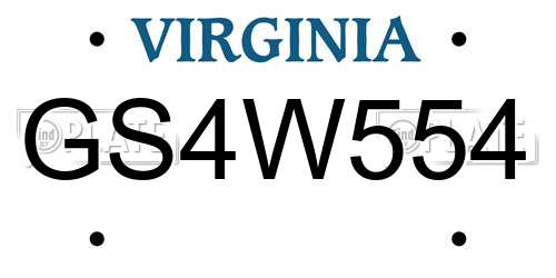 GS4W554 Virginia License Plate