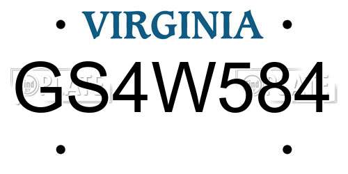 GS4W584 Virginia License Plate