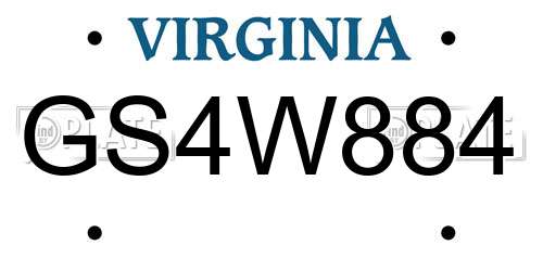 GS4W884 Virginia License Plate