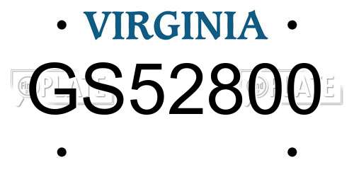 GS52800 Virginia License Plate