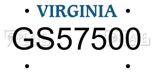 GS57500 Virginia License Plate