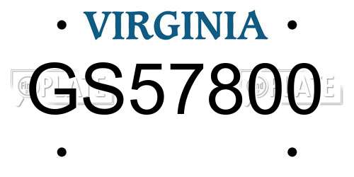 GS57800 Virginia License Plate