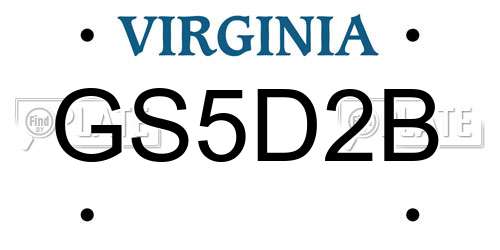 GS5D2B Virginia License Plate