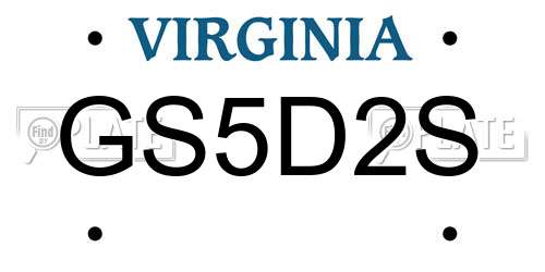 GS5D2S Virginia License Plate