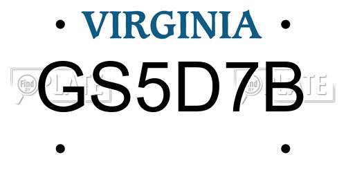 GS5D7B Virginia License Plate