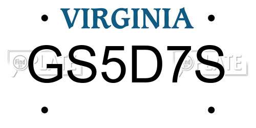 GS5D7S Virginia License Plate