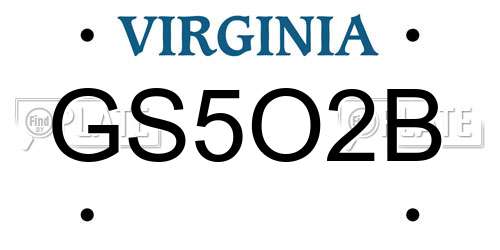 GS5O2B Virginia License Plate