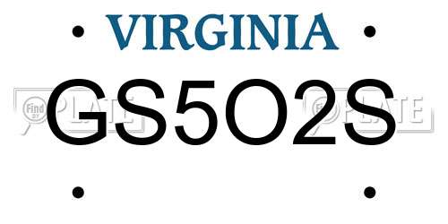GS5O2S Virginia License Plate