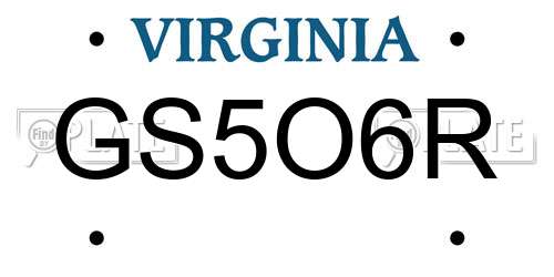 GS5O6R Virginia License Plate