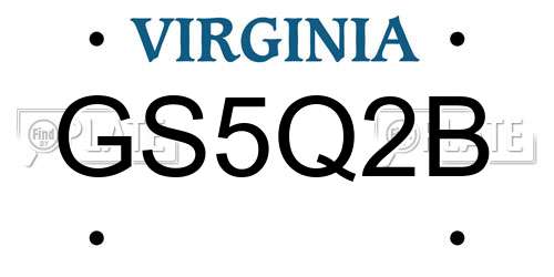 GS5Q2B Virginia License Plate