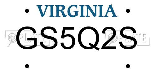 GS5Q2S Virginia License Plate