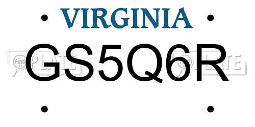 GS5Q6R Virginia License Plate